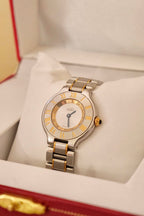 Vintage Cartier Must 21 Watch Women's Two Tone Steel Gold Roman Dial Swiss Made Circa
1990s in Box