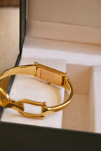 Vintage Gucci 1500L Gold Bangle Watch with Mother of Pearl Dial, 90s Quartz Working in Box
