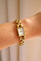 Vintage Gucci 1800L Watch Gold Plated Marina Link Bracelet Working