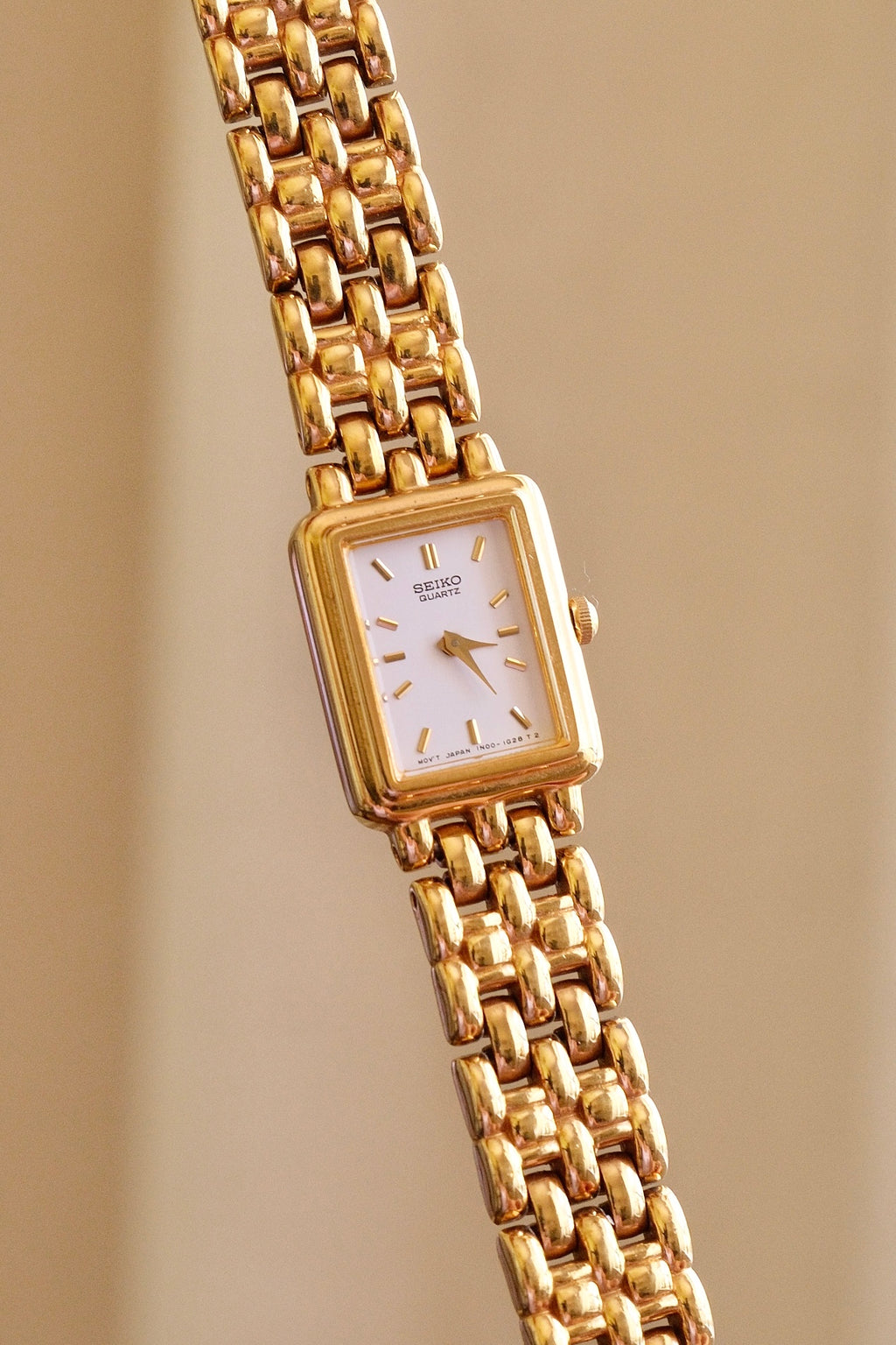 Vintage 90s Ladies Gold Sqaure Face Tank Seiko Watch Working