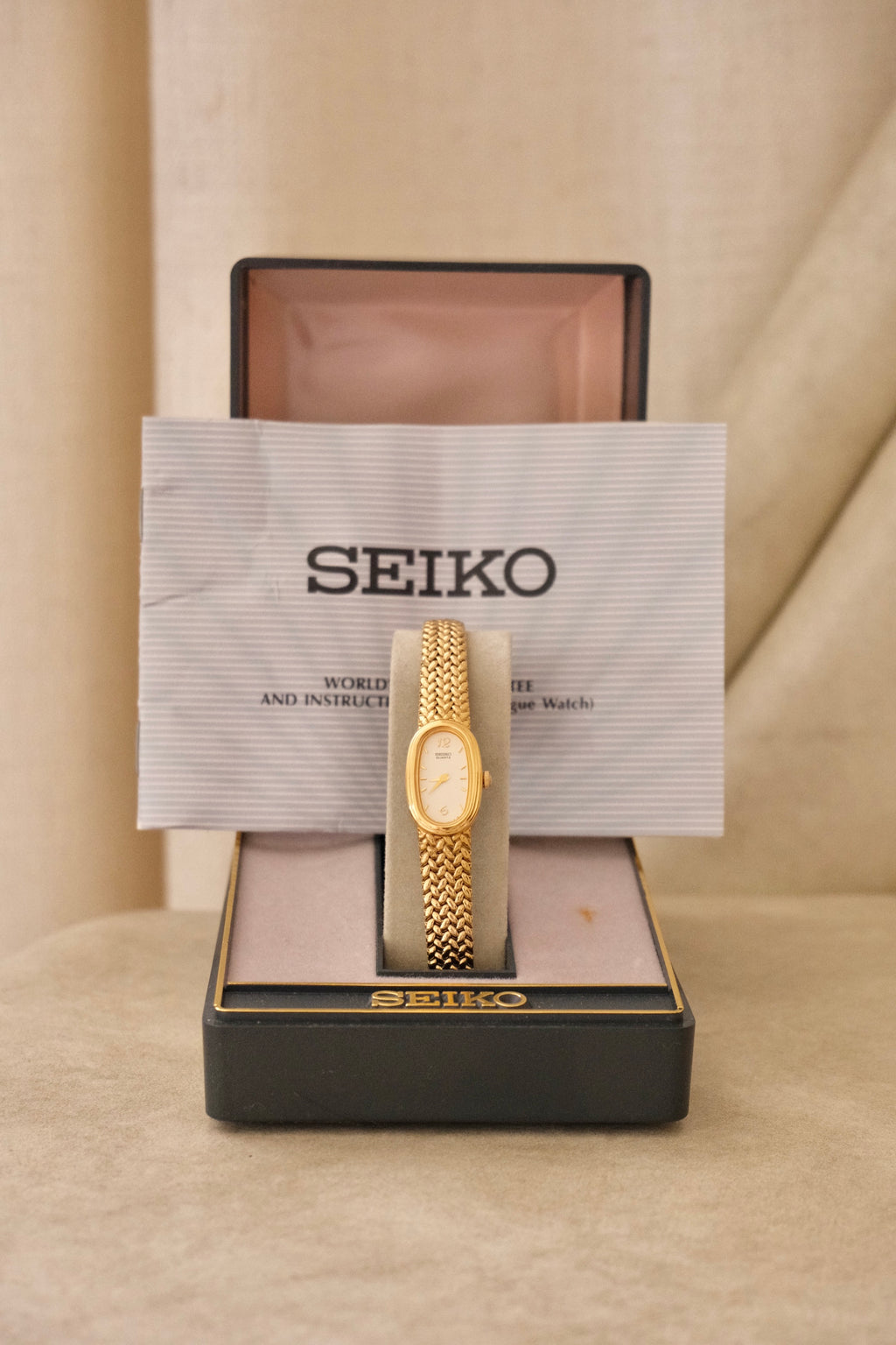 1980s/90s Near Mint Ladies Gold Dainty Seiko Watch in Box