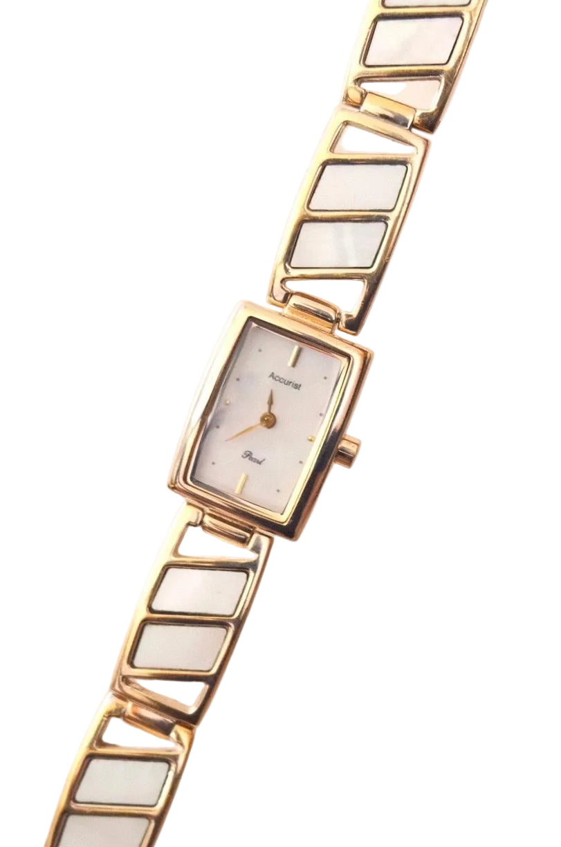 Vintage Ladies Mother of Pearl Gold Accurist Watch Working