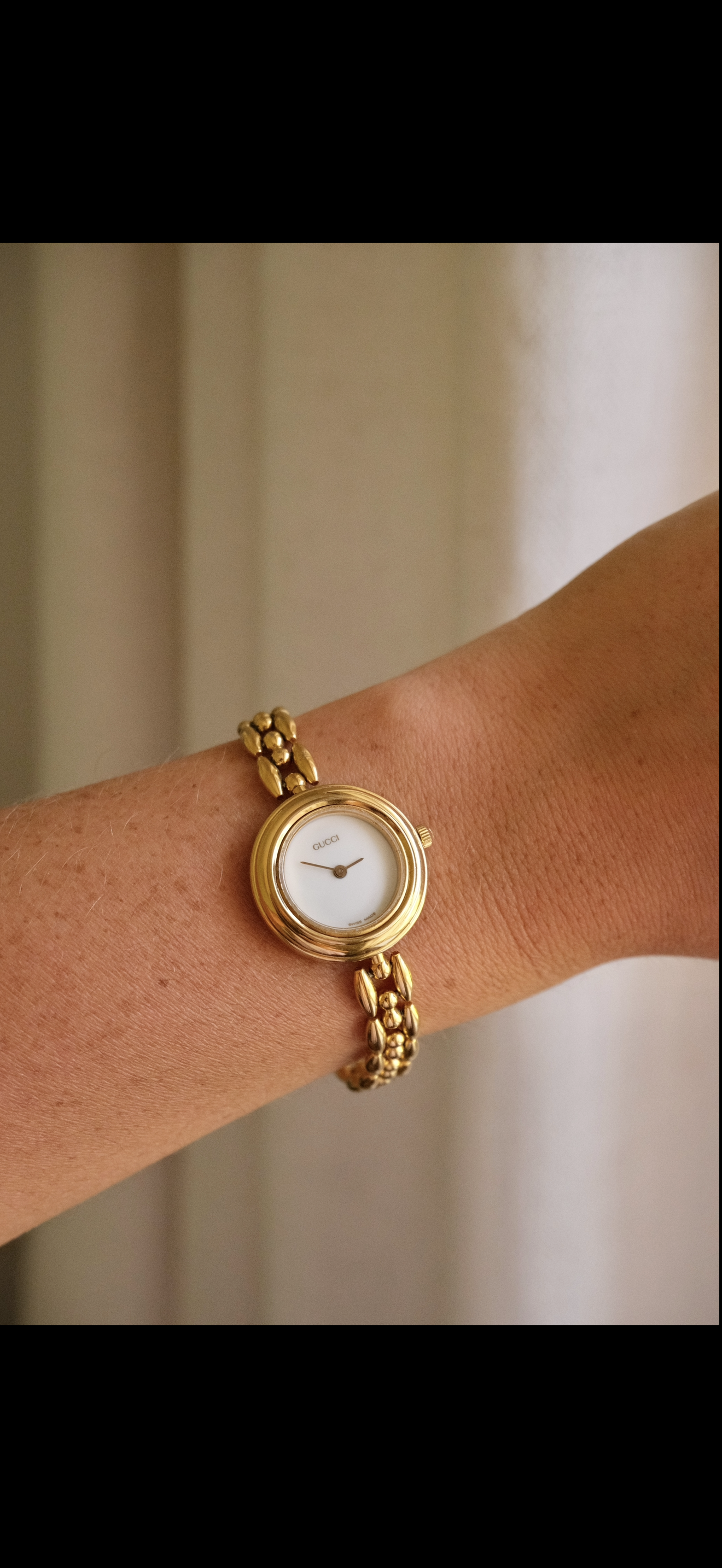Vintage 1990 Gucci 11/12.2 Interchangeable Bezel Watch Gold Plated Swiss Ladies Watch Original Box