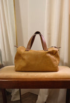 Vintage Loewe Brown Leather Boston Bag Spanish Luxury Top Handle Handbag