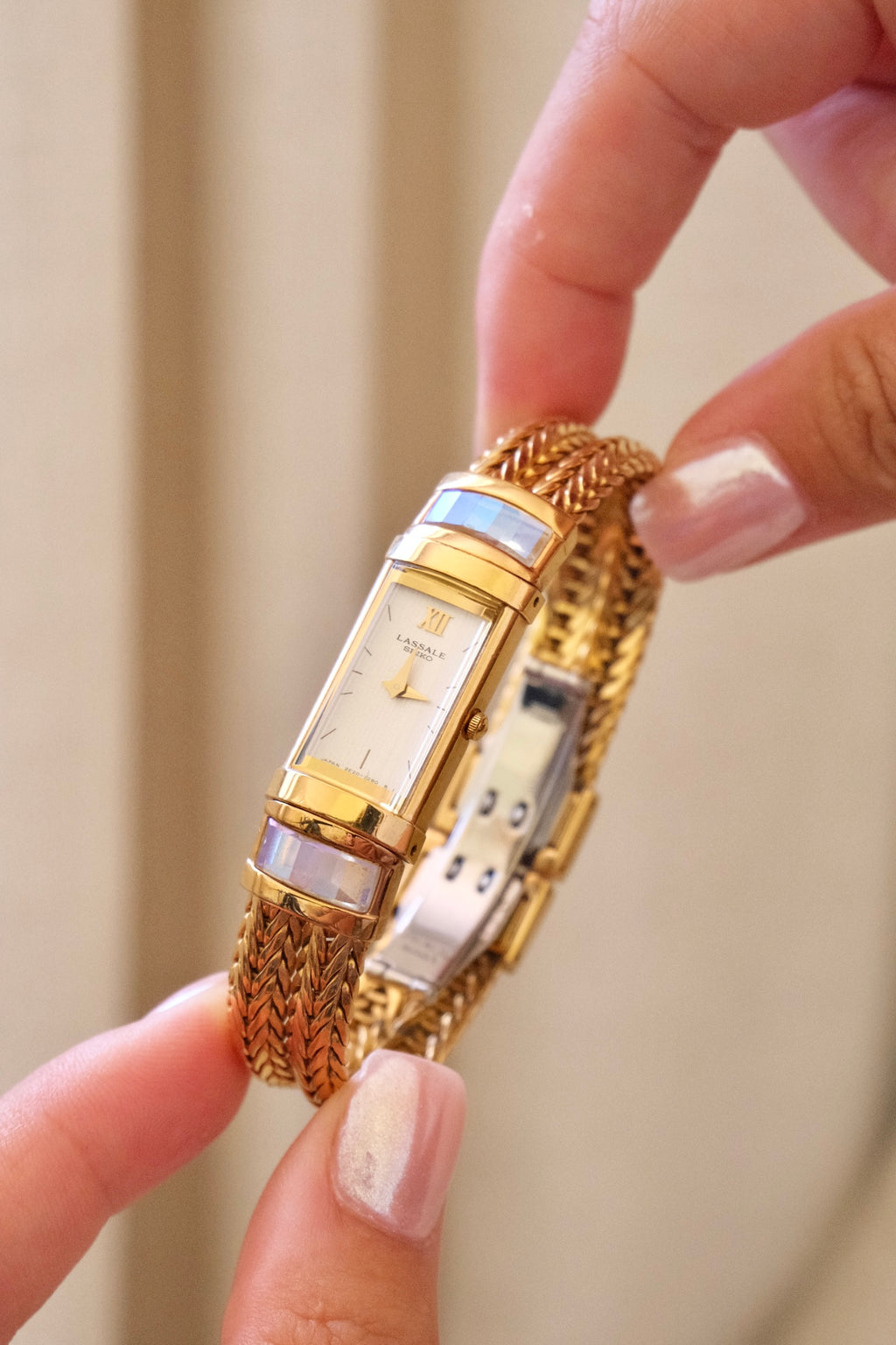 Vintage 1980s Rare Lassale Seiko Womens Gold Watch Working