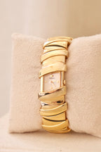 Vintage 90s ladies gold chunky seiko bangle watch working in box