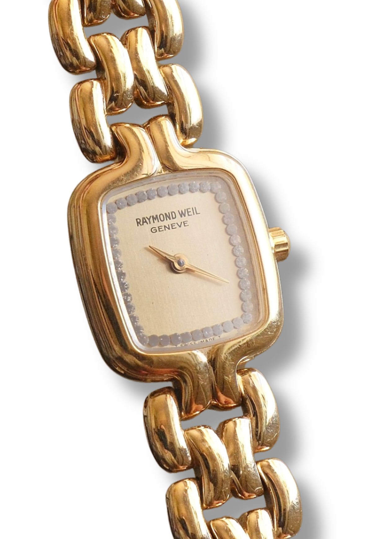 Rare vintage 18k gold plated champagne dial Raymond Weil  watch working