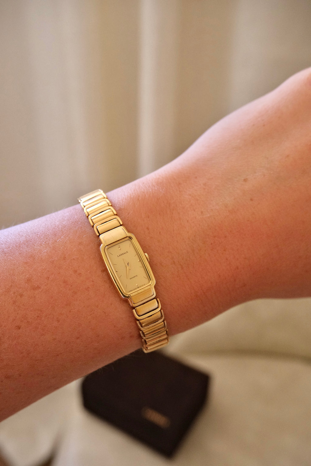 1990 Vintage Ladies Seiko Lassale Gold Tank Watch Box & Papers