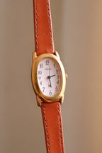 Vintage Ladies Seiko Noie Oval ‘Baignoire’ Style Leather Strap Gold Watch Working