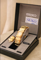 Vintage 90s ladies gold chunky seiko bangle watch working in box