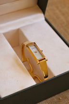 Vintage Gucci 1500L Gold Bangle Watch with Mother of Pearl Dial, 90s Quartz Working in Box