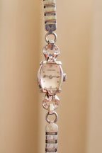 Rare Vintage Longines 14K White Gold Diamond Ladies Watch – Art Deco Style 1950s Swiss 17 Jewel Manual Wind Wristwatch