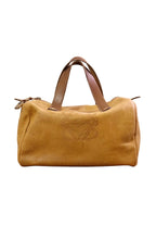 Vintage Loewe Brown Leather Boston Bag Spanish Luxury Top Handle Handbag