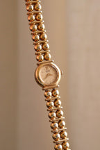 Rare Vintage Dainty 1986 Seiko 1E20-0440 Ladies Gold  Beaded Bracelet Quartz Watch Japan