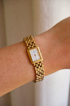 Vintage 90s Ladies Gold Sqaure Face Tank Seiko Watch Working