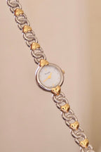 Sweet Vintage Ladies Accurist Two Tone Heart Watch Working