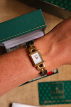 RARE FULL SET Vintage 1995 Gucci 1800L Watch Gold Plated Horsebit Bracelet Leather Straps, Quartz