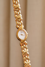 90s Vintage Ladies Gold Unique Seiko Quartz Watch Working