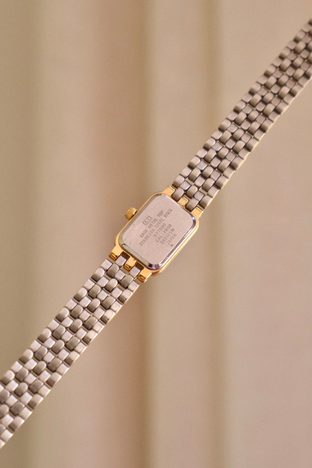 Vintage 1980s Gold  Accurist Ladies Tank Watch  Japanese Movement Diamond Accent Housed in Original Box