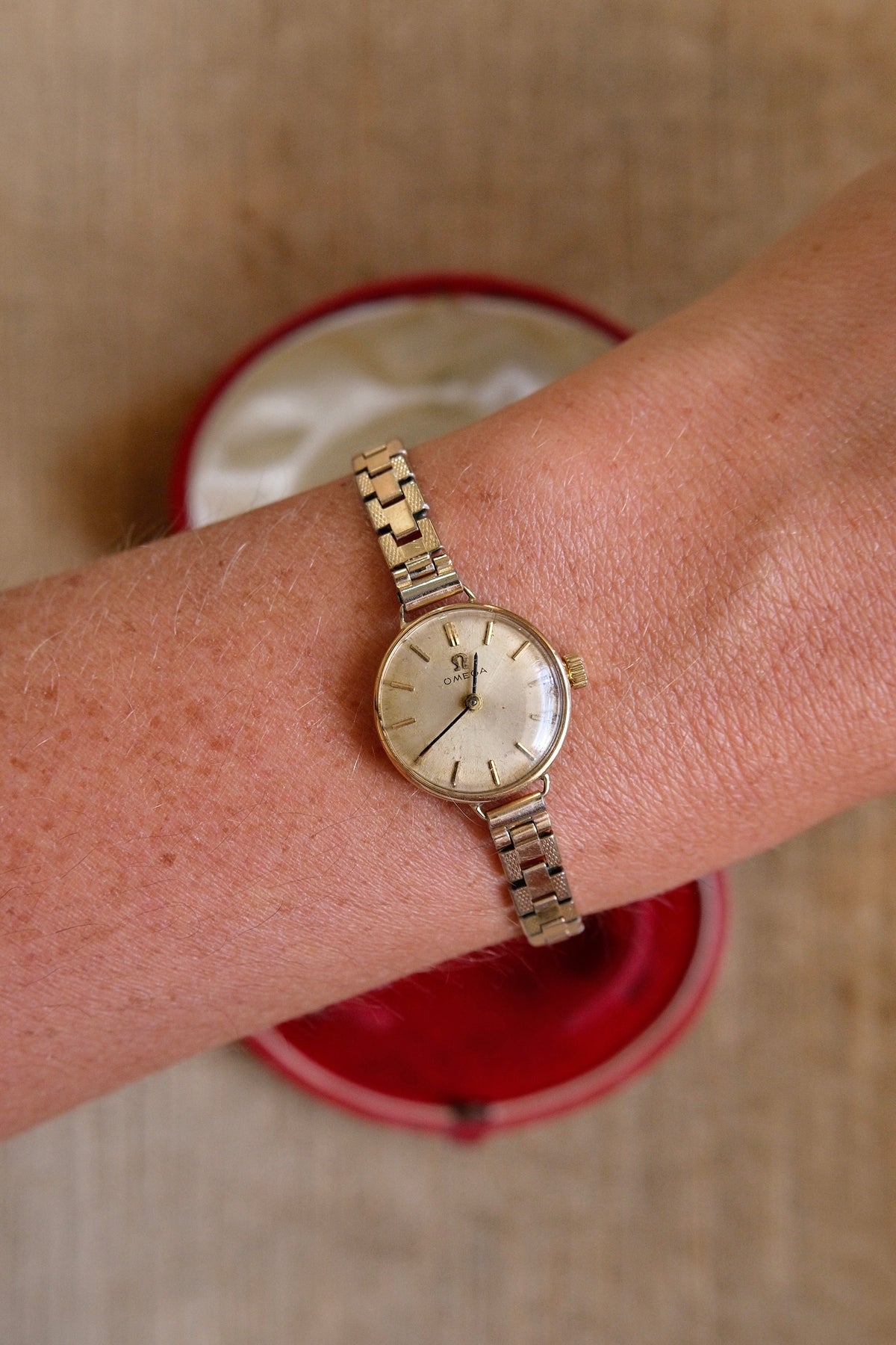 1960s Vintage 9ct Gold Case Omega Cocktail Watch Gold Plated Bracelet in Orginal Shell Omega Box Manual Wind