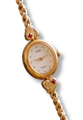 Vintage 1999 Seiko Alba V810 5020 Ladies Gold Tone Quartz Watch Ruby Red Stones Heart Bracelet Japan