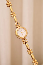 Vintage Pretty Ingersoll Flower Gold Tone Watch Working Ladies Floral Bracelet Watch