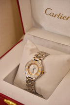 Vintage Cartier Must 21 Watch Women's Two Tone Steel Gold Roman Dial Swiss Made Circa
1990s in Box