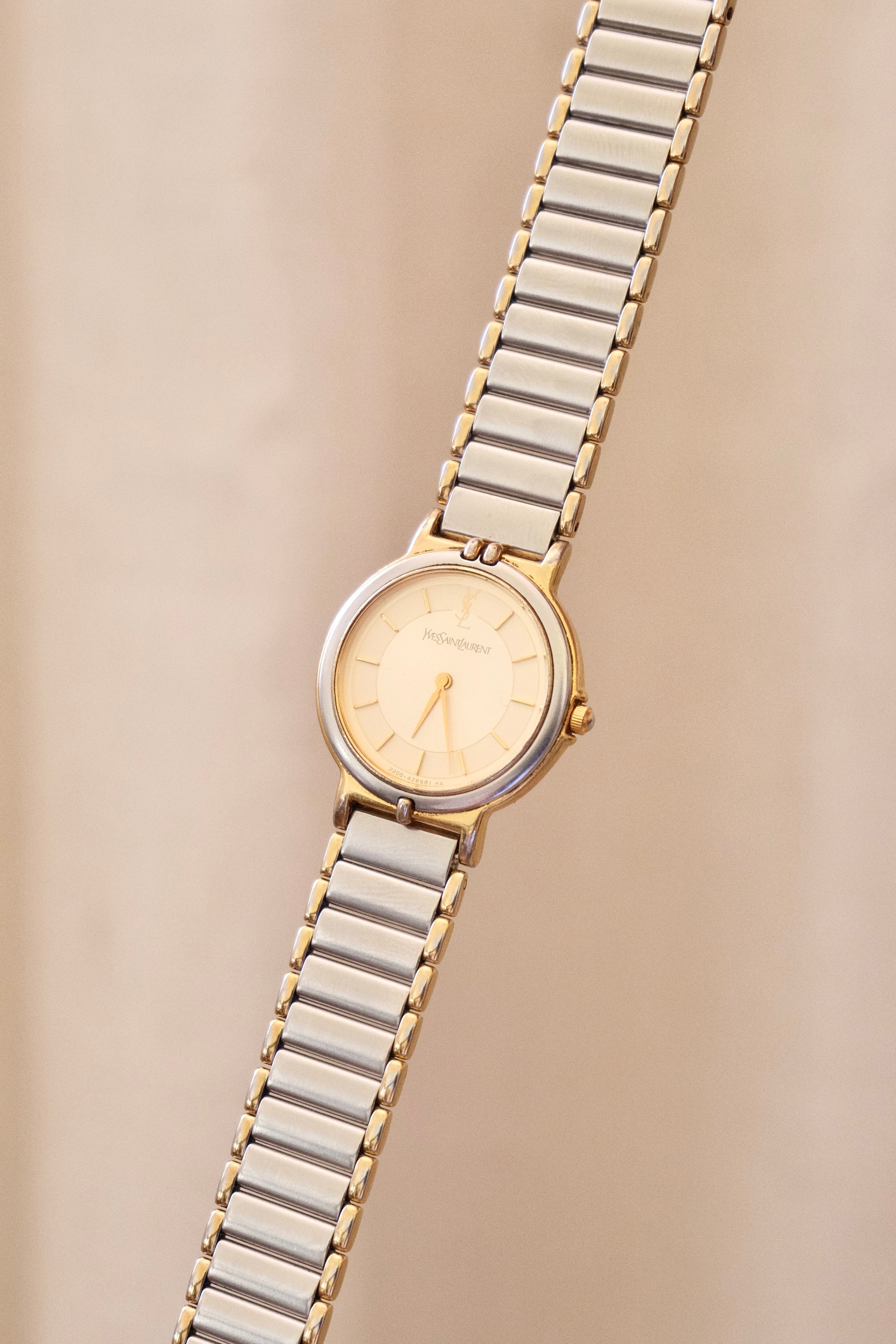 Vintage 90s Yves Saint Laurent Ladies' Quartz Watch - Silver-Tone Bracelet