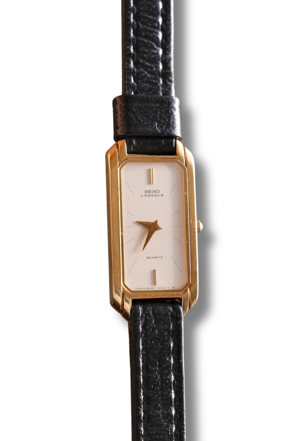 Rare Petite 90s Ladies Gold Silm Seiko Lassale Leather Watch