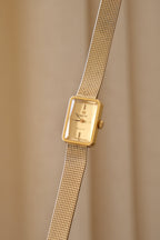 1970s Omega De Ville Manual Wind Gold Plated Tank Style Watch Mesh Strap, in Omega Box Working