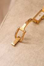 Vintage Gucci 1500L Gold Bangle Watch with White Dial, 90s Quartz