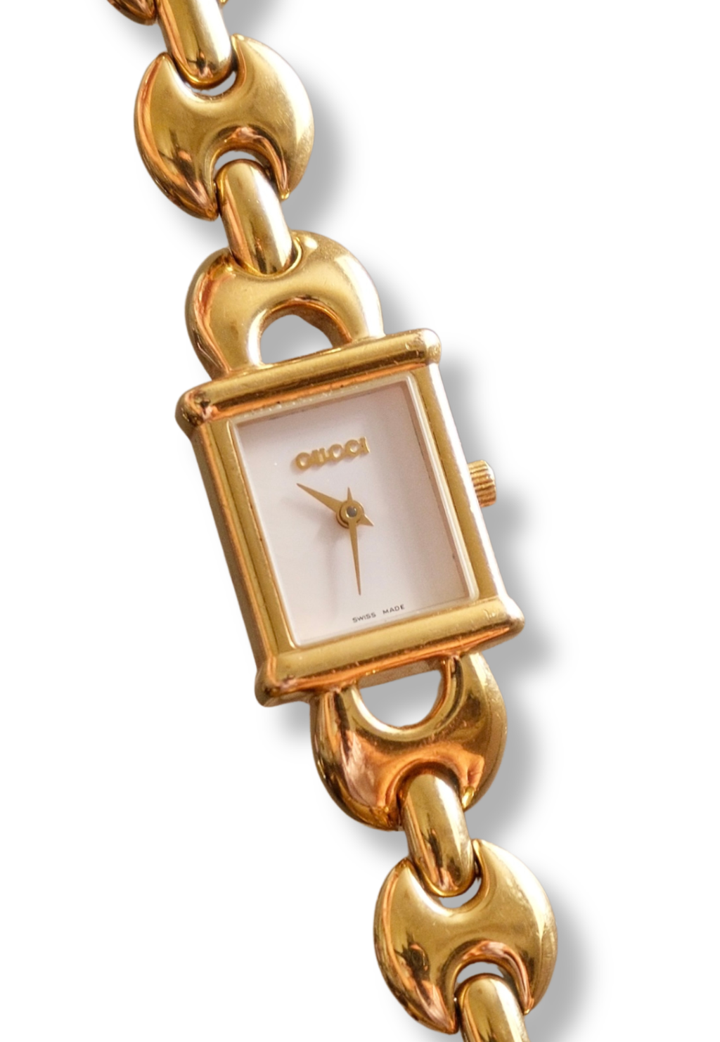 Vintage Gucci 1800L Watch Gold Plated Marina Link Bracelet Working