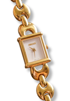 Vintage Gucci 1800L Watch Gold Plated Marina Link Bracelet Working