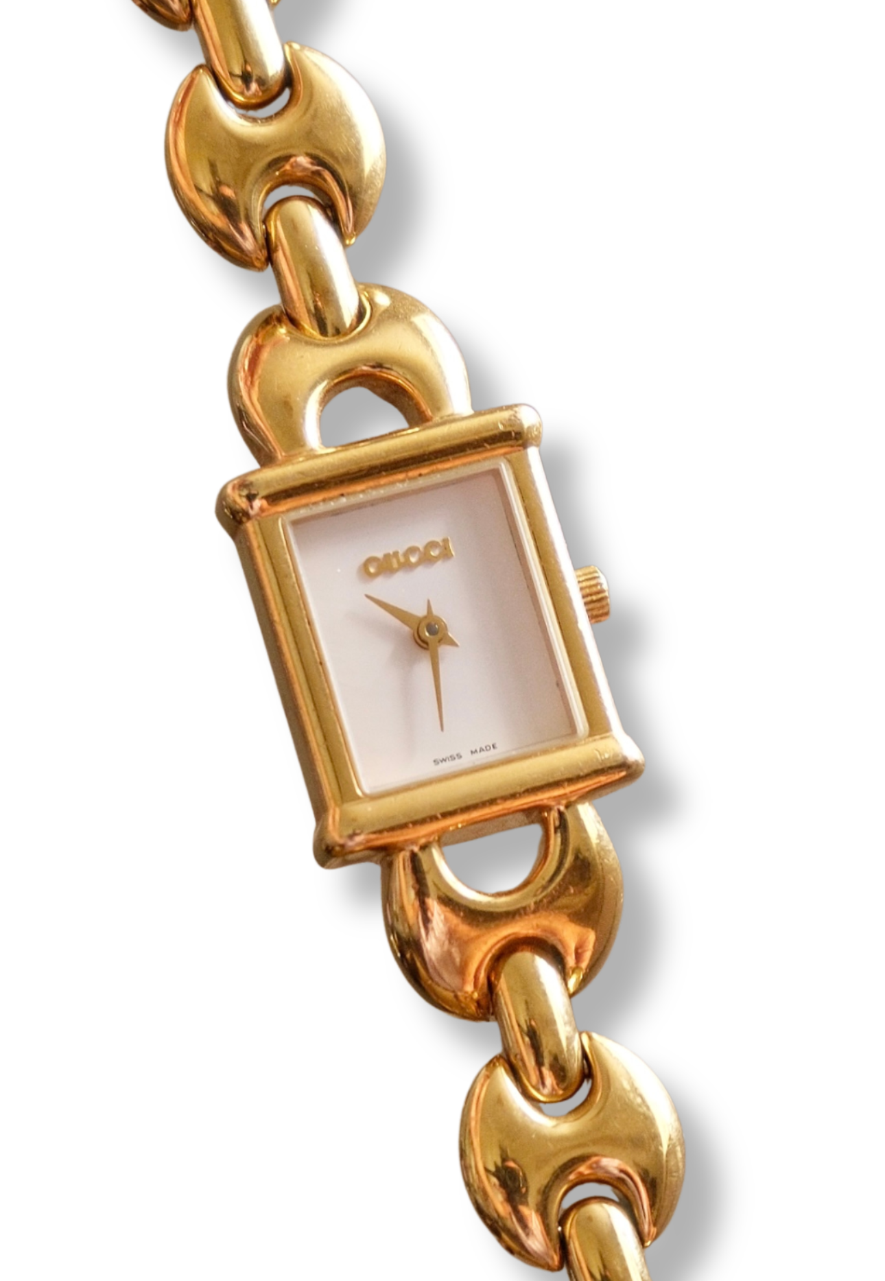 Vintage Gucci 1800L Watch Gold Plated Marina Link Bracelet Working