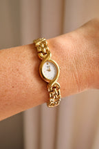 90s Vintage Ladies Gold Unique Seiko Quartz Watch Working