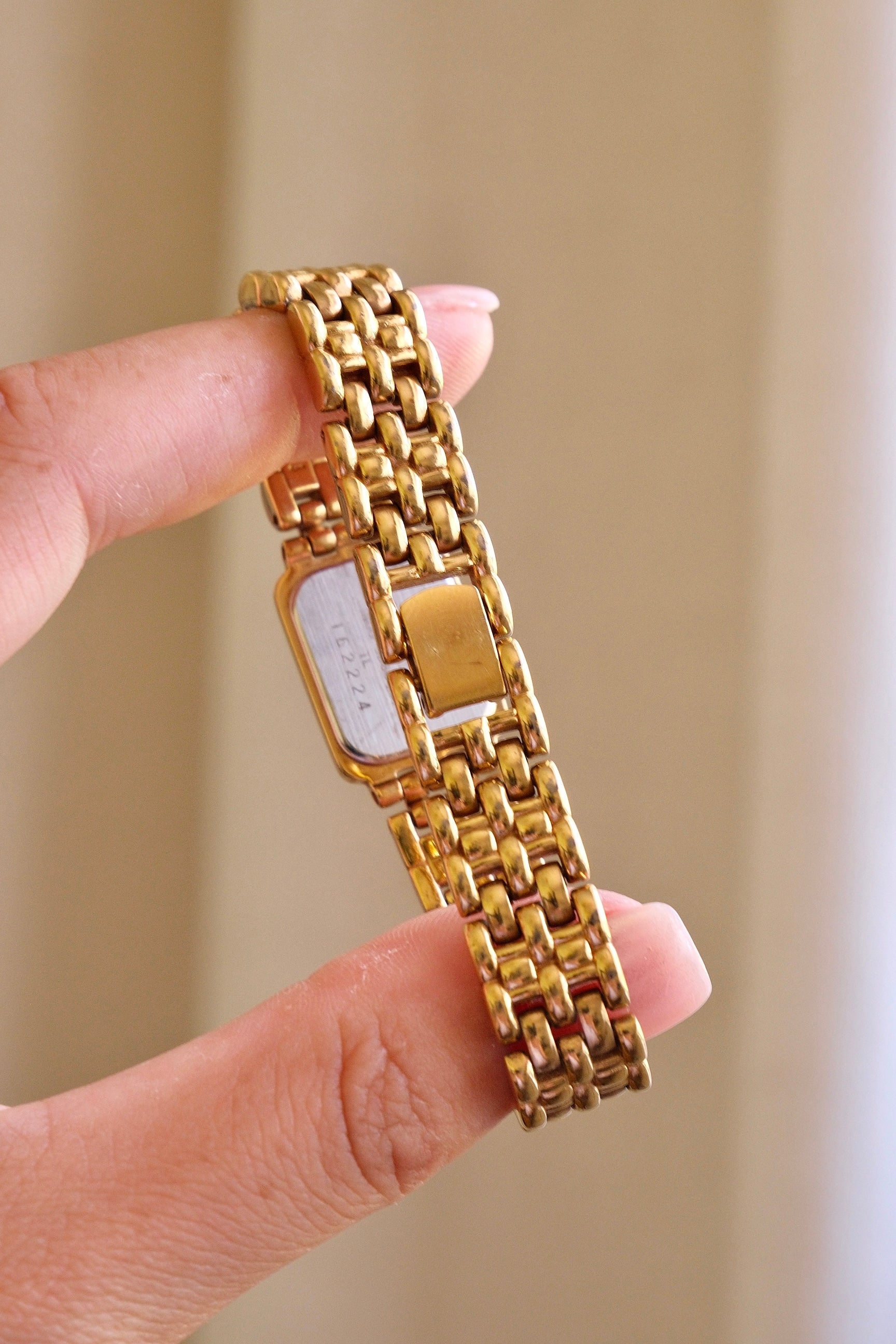 Vintage 90s Ladies Gold Sqaure Face Tank Seiko Watch Working