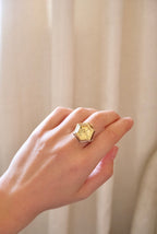 Rare 1970s Vintage Seiko Gold Mechanical Ring Watch Adjustbale Size Geometric Design