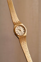 Vintage Ladies Gold Plated Longines Watch, Roman Numeral Champange Dial Box & Papers