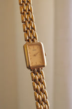 Vintage Ladies Seiko V400-6160  Quartz Watch, Gold Plated Link Bracelet Tank Style