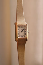 Rare 1980s Ladies Gold Plater Seiko Tank Watch with Roman Numeral Dial