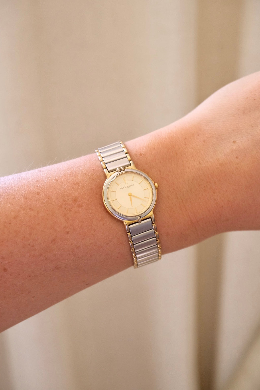 Vintage 90s Yves Saint Laurent Ladies' Quartz Watch - Silver-Tone Bracelet