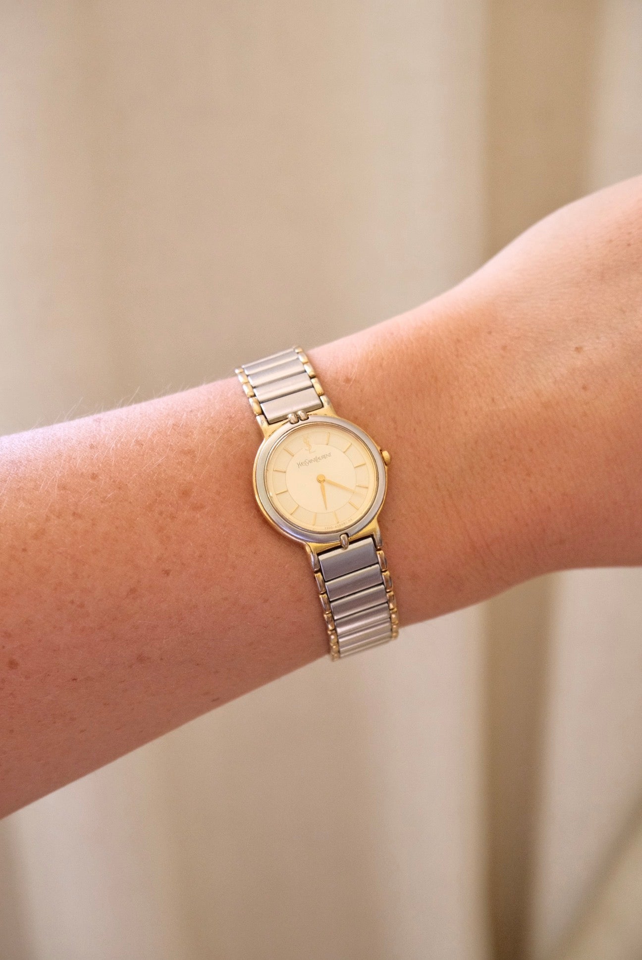 Vintage 90s Yves Saint Laurent Ladies' Quartz Watch - Silver-Tone Bracelet
