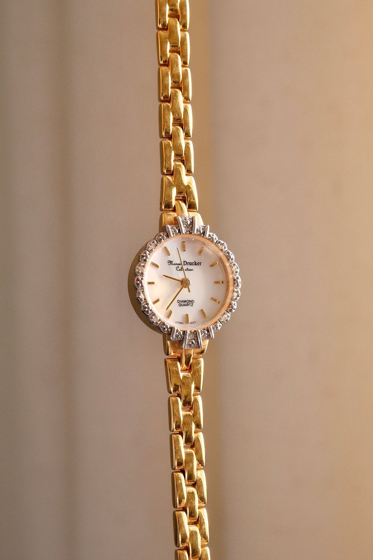 Rare Vintage 80s Marcel Drucker Oval Diamond Gold Cocktail Watch with Box & Papers