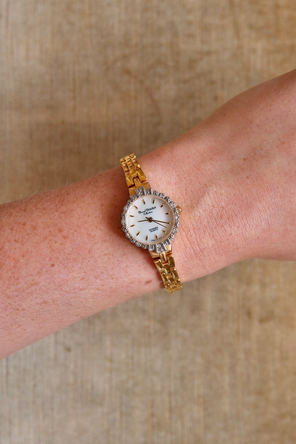 Rare Vintage 80s Marcel Drucker Oval Diamond Gold Cocktail Watch with Box & Papers