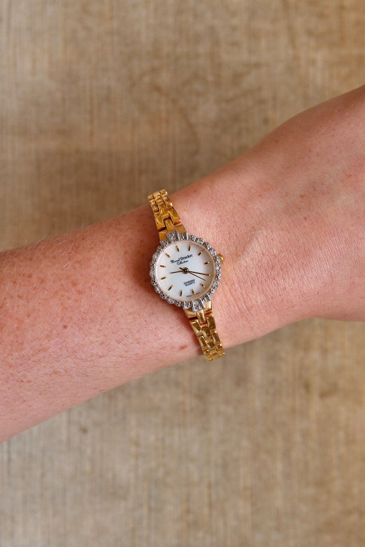 Rare Vintage 80s Marcel Drucker Oval Diamond Gold Cocktail Watch with Box & Papers