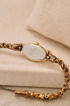Rare Petite Oval Gold Ruby Seiko Watch with Safety Chain Collectors Watch