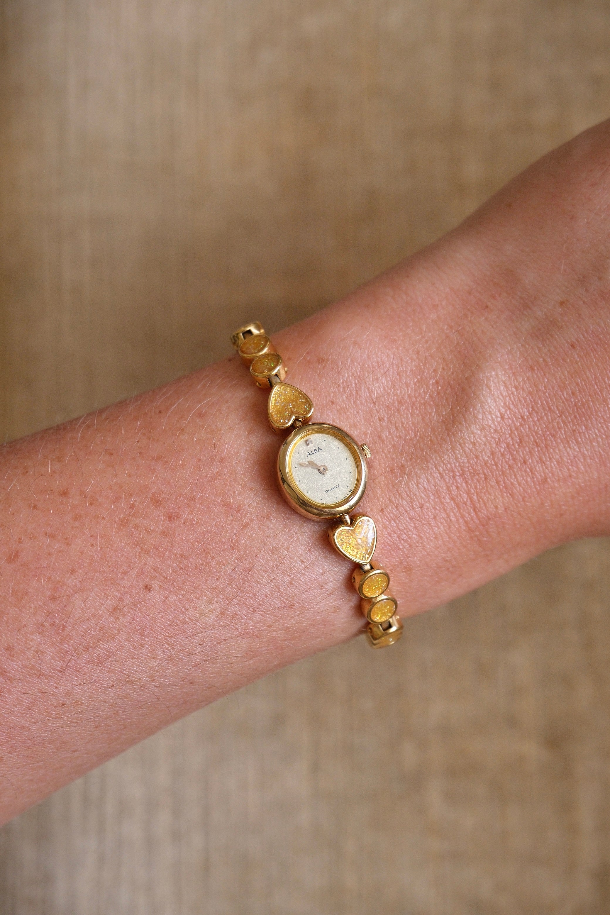 Rare 90s Vintage Gold Alba Seiko Heart Quartz Watch Working