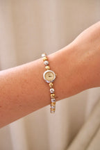 Rare Dainty Petite 90s Seiko Vintage Two Tone Watch Working with Safety Chain