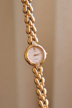 Vintage 90s Ladies Gold Seiko Exceline Watch with Diamond Accents Working