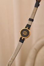 1990s Women’s Vintage 2000L Gucci Gold Leather Wristwatch with Box & Papers Working